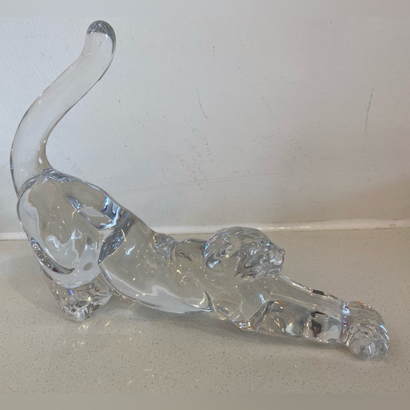 Vintage LENOX Crystal Glass Cat Panther Stretching Figurine 1994 Germany - Picture 2 of 12